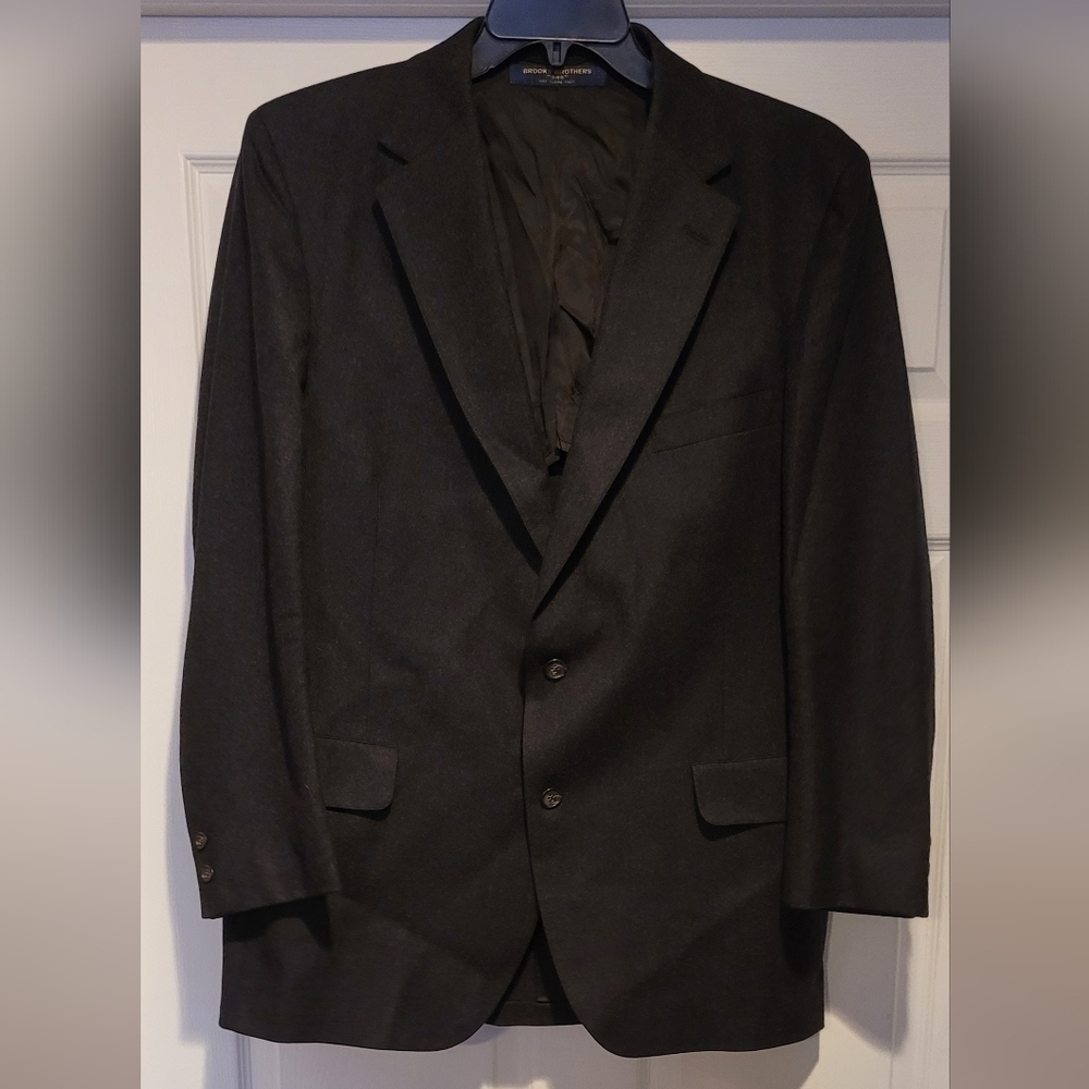 Brooks Brothers 346 Mens Single Breasted 45/39 Charcoal Gray Vented Blazer Wool?